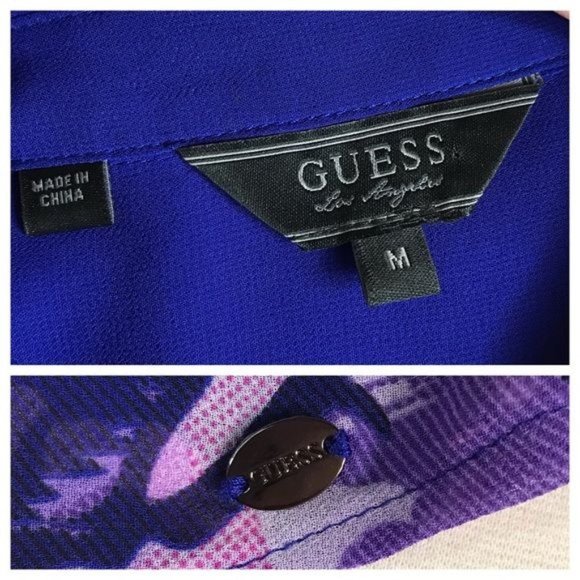 Guess Sheer sleeveless button up floral print M - Picture 6 of 7